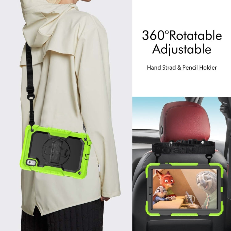 For Lenovo Tab M9 Silicone Hybrid PC Tablet Case with Shoulder Strap(Yellow Green) by buy2fix