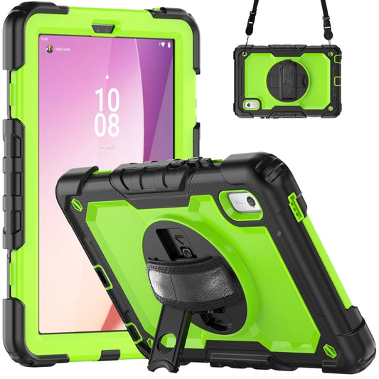 For Lenovo Tab M9 Silicone Hybrid PC Tablet Case with Shoulder Strap(Yellow Green PC) - Lenovo by buy2fix | Online Shopping UK | buy2fix