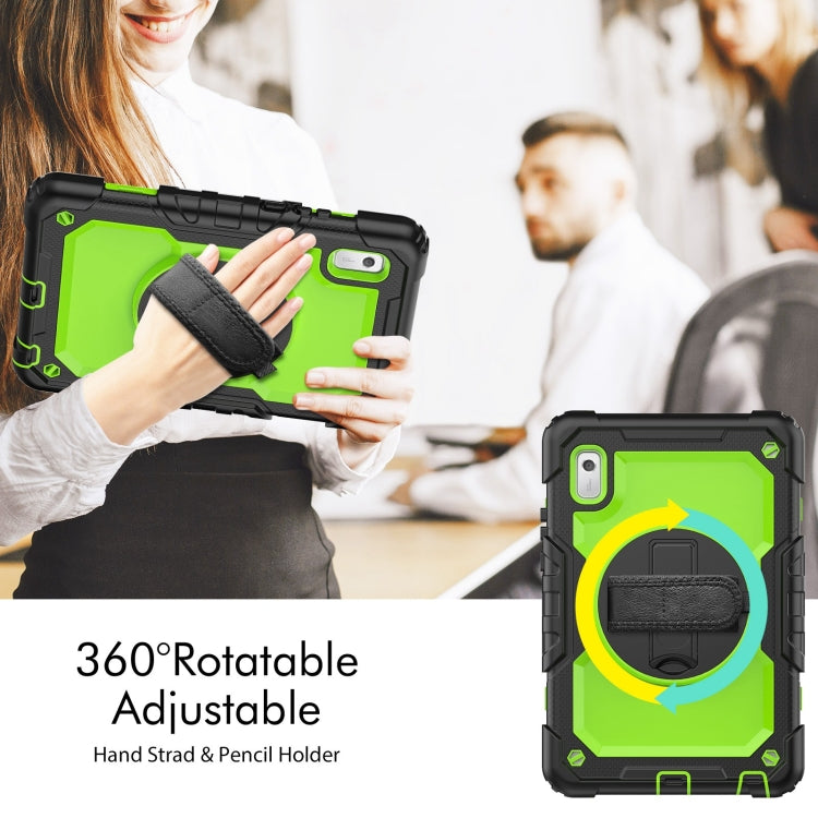 For Lenovo Tab M9 Silicone Hybrid PC Tablet Case with Shoulder Strap(Yellow Green PC) - Lenovo by buy2fix | Online Shopping UK | buy2fix