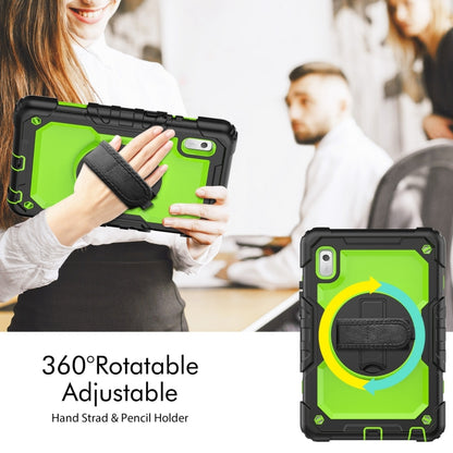 For Lenovo Tab M9 Silicone Hybrid PC Tablet Case with Shoulder Strap(Yellow Green PC) - Lenovo by buy2fix | Online Shopping UK | buy2fix