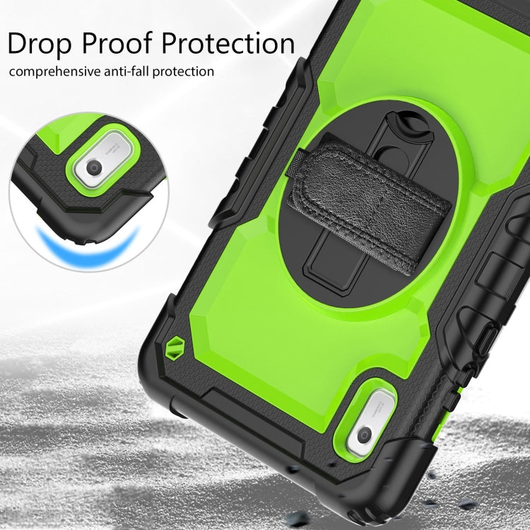 For Lenovo Tab M9 Silicone Hybrid PC Tablet Case with Shoulder Strap(Yellow Green PC) - Lenovo by buy2fix | Online Shopping UK | buy2fix