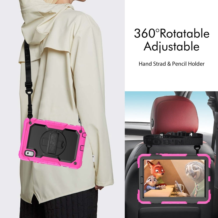 For Lenovo Tab M9 Silicone Hybrid PC Tablet Case with Shoulder Strap(Rose Red) - Lenovo by buy2fix | Online Shopping UK | buy2fix