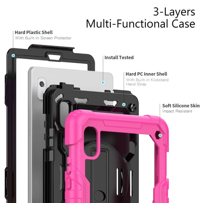 For Lenovo Tab M9 Silicone Hybrid PC Tablet Case with Shoulder Strap(Rose Red) - Lenovo by buy2fix | Online Shopping UK | buy2fix
