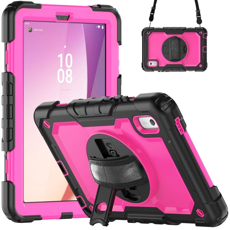 For Lenovo Tab M9 Silicone Hybrid PC Tablet Case with Shoulder Strap(Rose Red PC) - Lenovo by buy2fix | Online Shopping UK | buy2fix