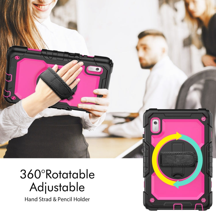For Lenovo Tab M9 Silicone Hybrid PC Tablet Case with Shoulder Strap(Rose Red PC) - Lenovo by buy2fix | Online Shopping UK | buy2fix