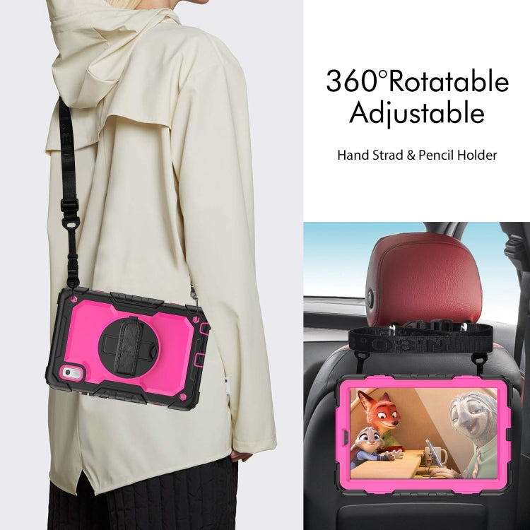 For Lenovo Tab M9 Silicone Hybrid PC Tablet Case with Shoulder Strap(Rose Red PC) - Lenovo by buy2fix | Online Shopping UK | buy2fix