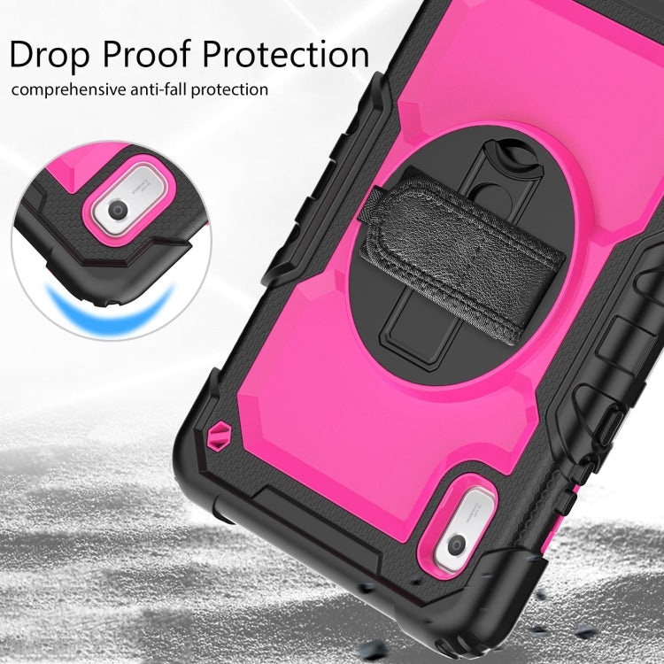 For Lenovo Tab M9 Silicone Hybrid PC Tablet Case with Shoulder Strap(Rose Red PC) - Lenovo by buy2fix | Online Shopping UK | buy2fix