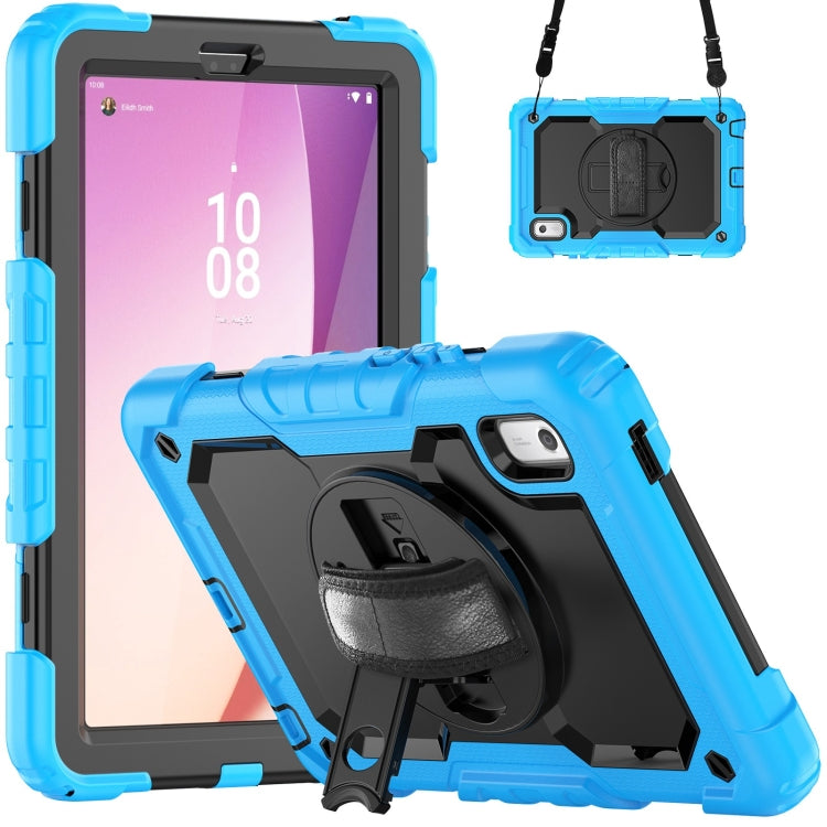 For Lenovo Tab M9 Silicone Hybrid PC Tablet Case with Shoulder Strap(Light Blue) - Lenovo by buy2fix | Online Shopping UK | buy2fix
