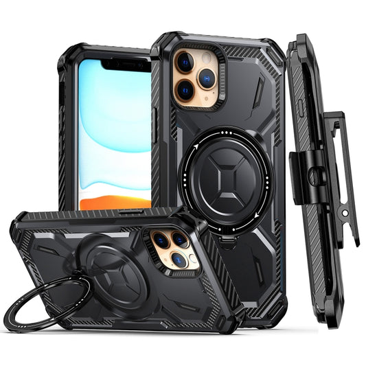 For iPhone 13 Armor Series Holder Phone Case with Back Clip(Black) - iPhone 13 Cases by buy2fix | Online Shopping UK | buy2fix