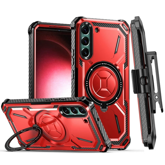 For Samsung Galaxy S22+ 5G Armor Series Holder Phone Case with Back Clip(Red) - Galaxy S22+ 5G Cases by buy2fix | Online Shopping UK | buy2fix