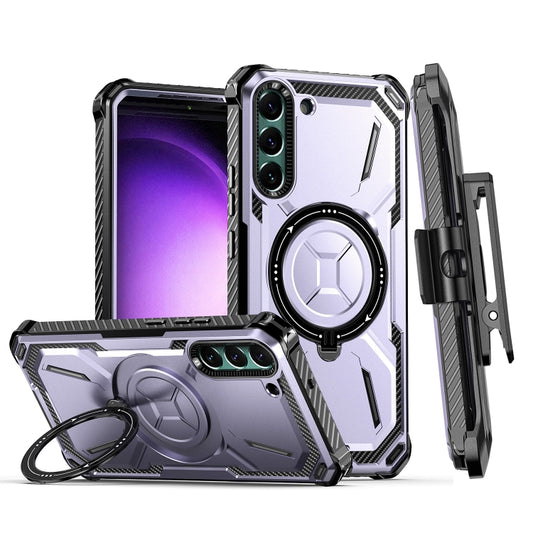 For Samsung Galaxy S22+ 5G Armor Series Holder Phone Case with Back Clip(Purple) - Galaxy S22+ 5G Cases by buy2fix | Online Shopping UK | buy2fix