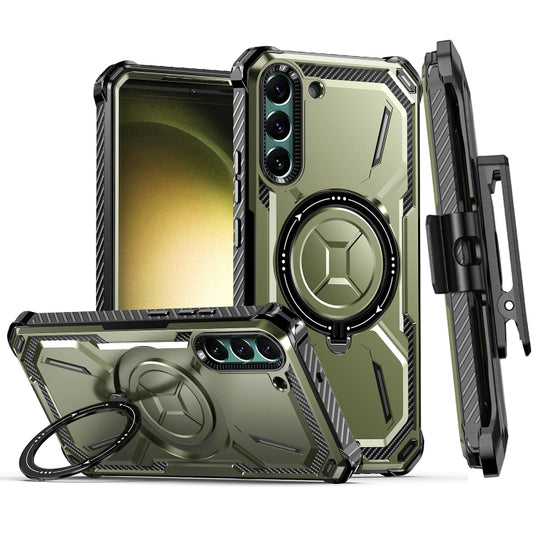 For Samsung Galaxy S21+ 5G Armor Series Holder Phone Case with Back Clip(Army Green) - Galaxy S21+ 5G Cases by buy2fix | Online Shopping UK | buy2fix