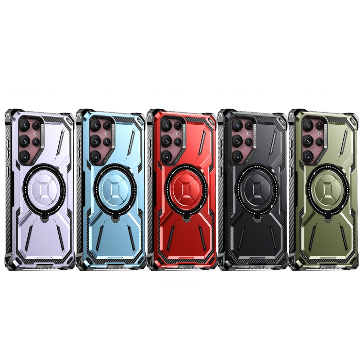 For Samsung Galaxy S22+ 5G Armor Series Holder Phone Case with Back Clip(Red) - Galaxy S22+ 5G Cases by buy2fix | Online Shopping UK | buy2fix