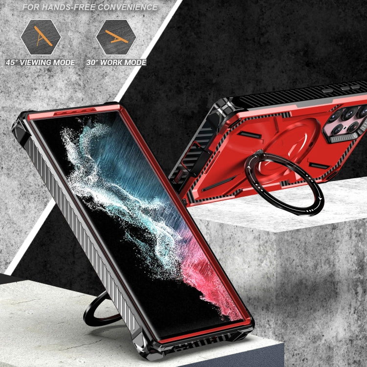 For Samsung Galaxy S22+ 5G Armor Series Holder Phone Case with Back Clip(Red) - Galaxy S22+ 5G Cases by buy2fix | Online Shopping UK | buy2fix