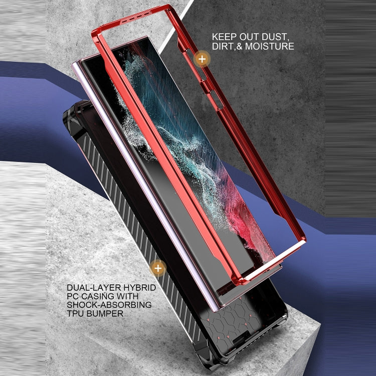 For Samsung Galaxy S22+ 5G Armor Series Holder Phone Case with Back Clip(Red) - Galaxy S22+ 5G Cases by buy2fix | Online Shopping UK | buy2fix