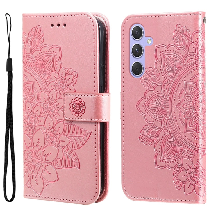 For Samsung Galaxy M54 5G 7-petal Flowers Embossing Leather Phone Case(Rose Gold) by buy2fix