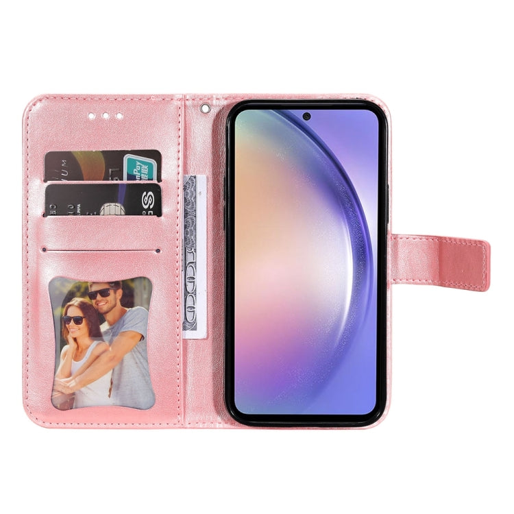 For Samsung Galaxy M54 5G 7-petal Flowers Embossing Leather Phone Case(Rose Gold) by buy2fix