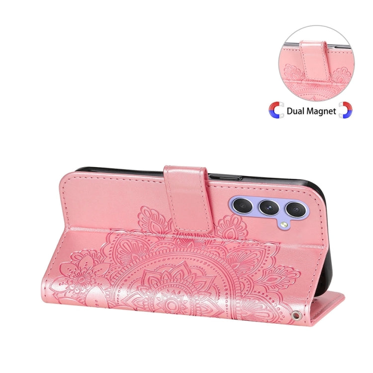 For Samsung Galaxy M54 5G 7-petal Flowers Embossing Leather Phone Case(Rose Gold) by buy2fix