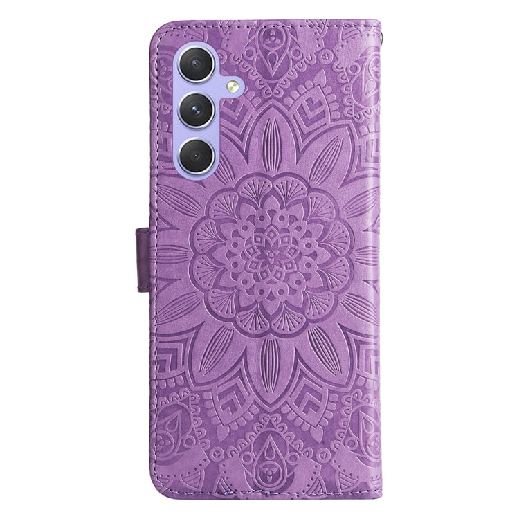 For Samsung Galaxy M54 5G Embossed Sunflower Leather Phone Case(Purple) by buy2fix