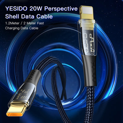 YESIDO CA102 PD 20W USB-C / Type-C to 8 Pin Braided Charging Data Cable, Length:2m(Black) - 2 in 1 Cable by Yesido | Online Shopping UK | buy2fix