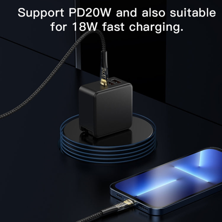 YESIDO CA102 PD 20W USB-C / Type-C to 8 Pin Braided Charging Data Cable, Length:2m(Black) - 2 in 1 Cable by Yesido | Online Shopping UK | buy2fix