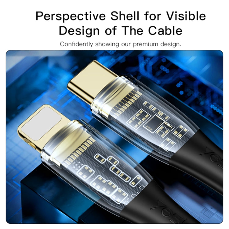 YESIDO CA102 PD 20W USB-C / Type-C to 8 Pin Braided Charging Data Cable, Length:2m(Black) - 2 in 1 Cable by Yesido | Online Shopping UK | buy2fix