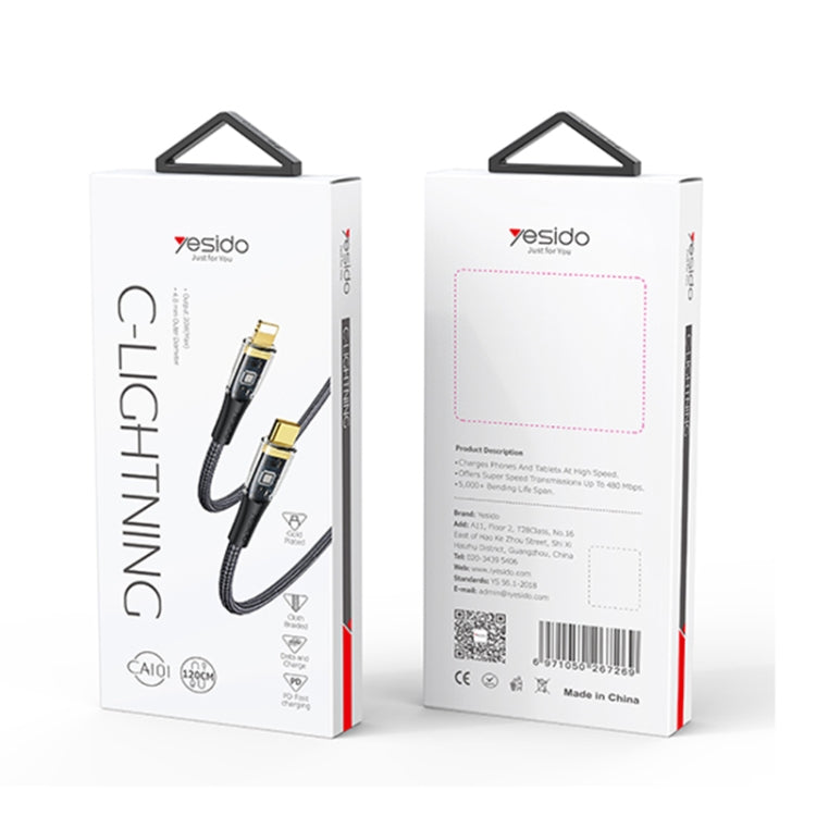 YESIDO CA102 PD 20W USB-C / Type-C to 8 Pin Braided Charging Data Cable, Length:2m(Black) - 2 in 1 Cable by Yesido | Online Shopping UK | buy2fix
