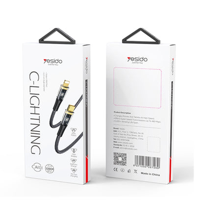 YESIDO CA102 PD 20W USB-C / Type-C to 8 Pin Braided Charging Data Cable, Length:2m(Black) - 2 in 1 Cable by Yesido | Online Shopping UK | buy2fix