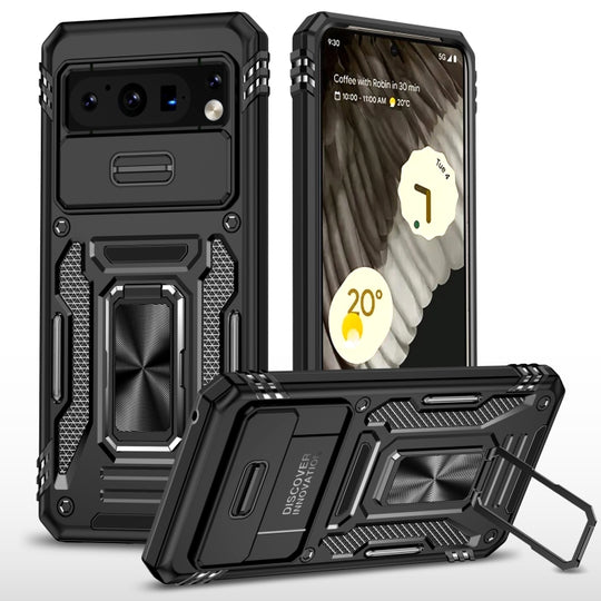 For Google Pixel 8 Pro Armor PC + TPU Camera Shield Phone Case(Black)