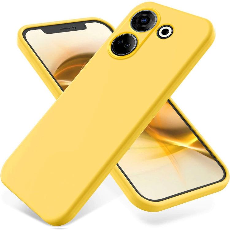 For Tecno Camon 20 Pro 4G Pure Color Liquid Silicone Shockproof Phone Case(Yellow) by buy2fix