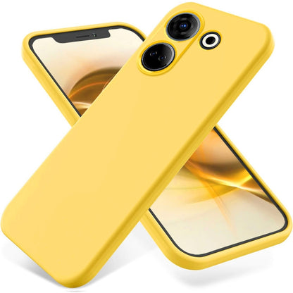 For Tecno Camon 20 Pro 4G Pure Color Liquid Silicone Shockproof Phone Case(Yellow) by buy2fix