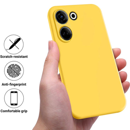 For Tecno Camon 20 Pro 4G Pure Color Liquid Silicone Shockproof Phone Case(Yellow) by buy2fix