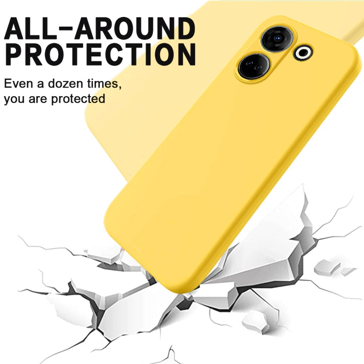 For Tecno Camon 20 Pro 4G Pure Color Liquid Silicone Shockproof Phone Case(Yellow) by buy2fix