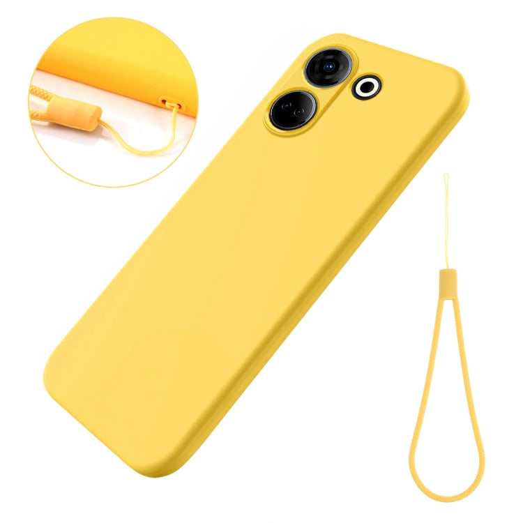 For Tecno Camon 20 Pro 4G Pure Color Liquid Silicone Shockproof Phone Case(Yellow) by buy2fix
