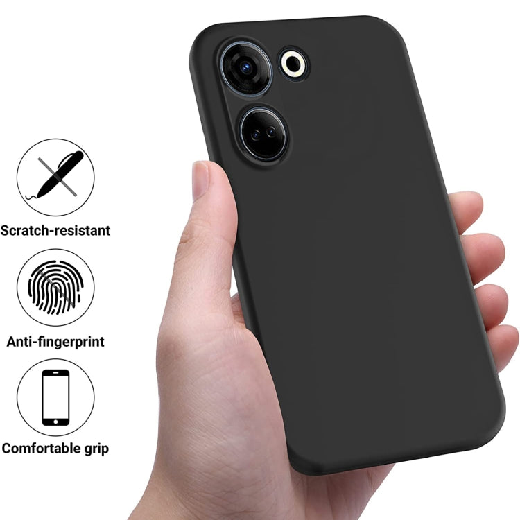 For Tecno Camon 20 4G Pure Color Liquid Silicone Shockproof Phone Case(Black) by buy2fix