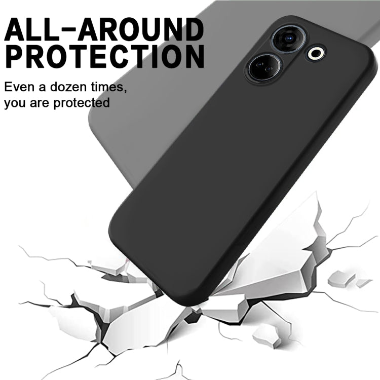 For Tecno Camon 20 4G Pure Color Liquid Silicone Shockproof Phone Case(Black) by buy2fix
