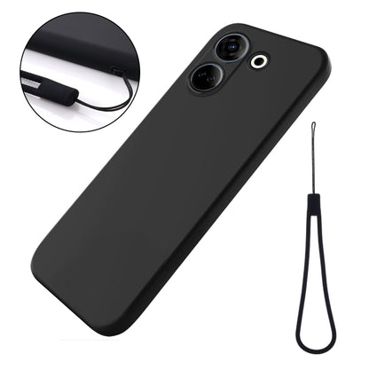 For Tecno Camon 20 4G Pure Color Liquid Silicone Shockproof Phone Case(Black) by buy2fix