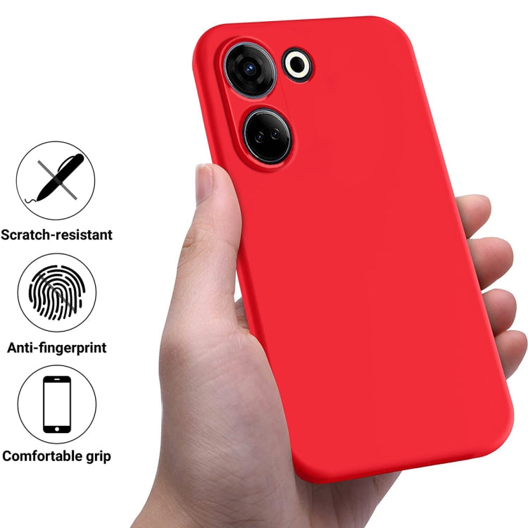 For Tecno Camon 20 4G Pure Color Liquid Silicone Shockproof Phone Case(Red) by buy2fix