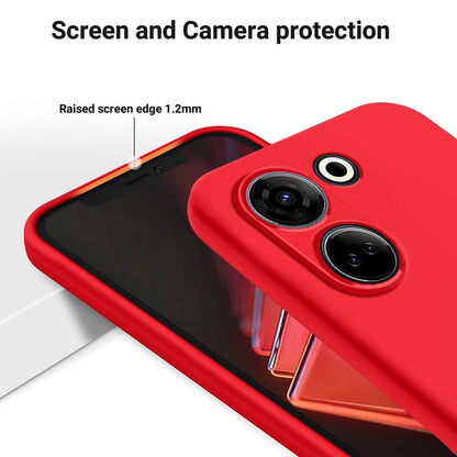 For Tecno Camon 20 4G Pure Color Liquid Silicone Shockproof Phone Case(Red) by buy2fix