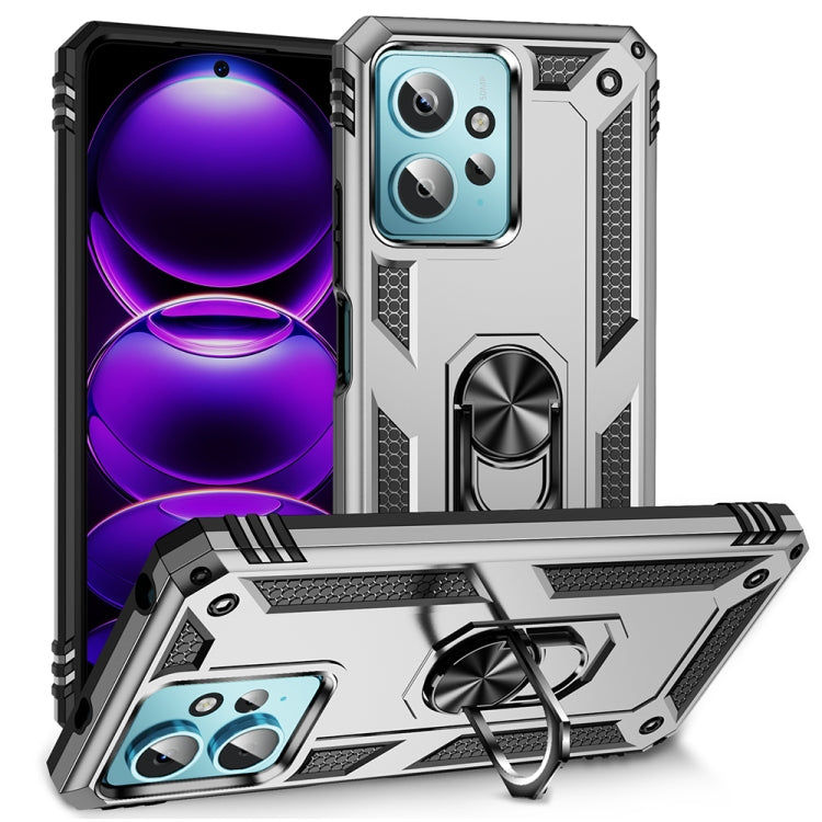 For Xiaomi Redmi Note 12 4G Global Shockproof TPU + PC Phone Case with Holder(Silver) by buy2fix
