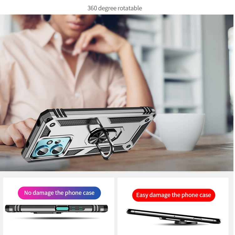 For Xiaomi Redmi Note 12 4G Global Shockproof TPU + PC Phone Case with Holder(Silver) by buy2fix