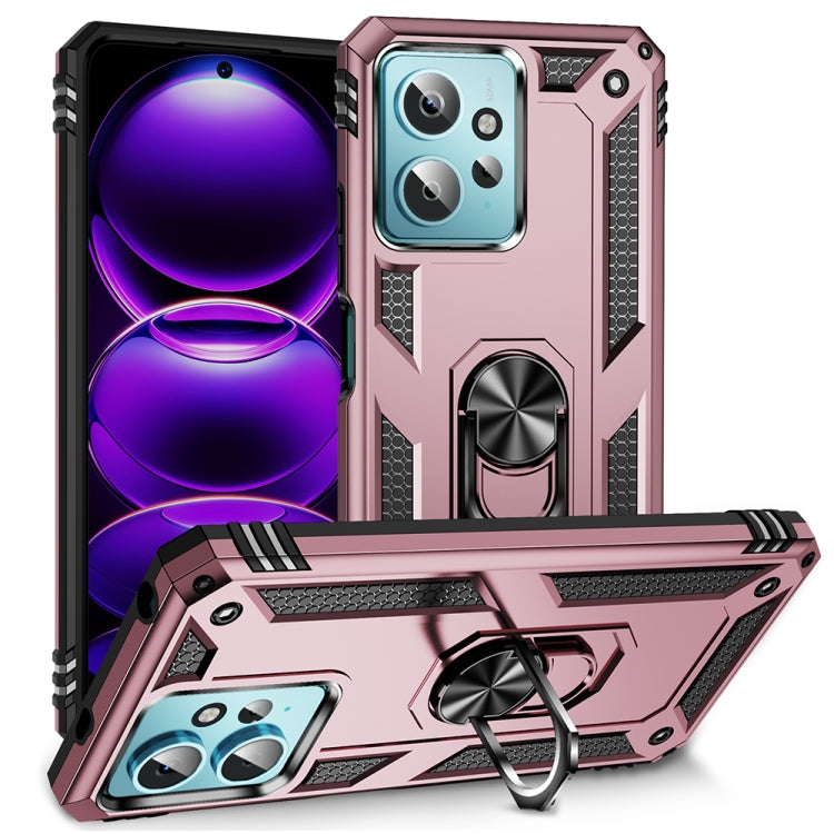 For Xiaomi Redmi Note 12 4G Global Shockproof TPU + PC Phone Case with Holder(Rose Gold) by buy2fix