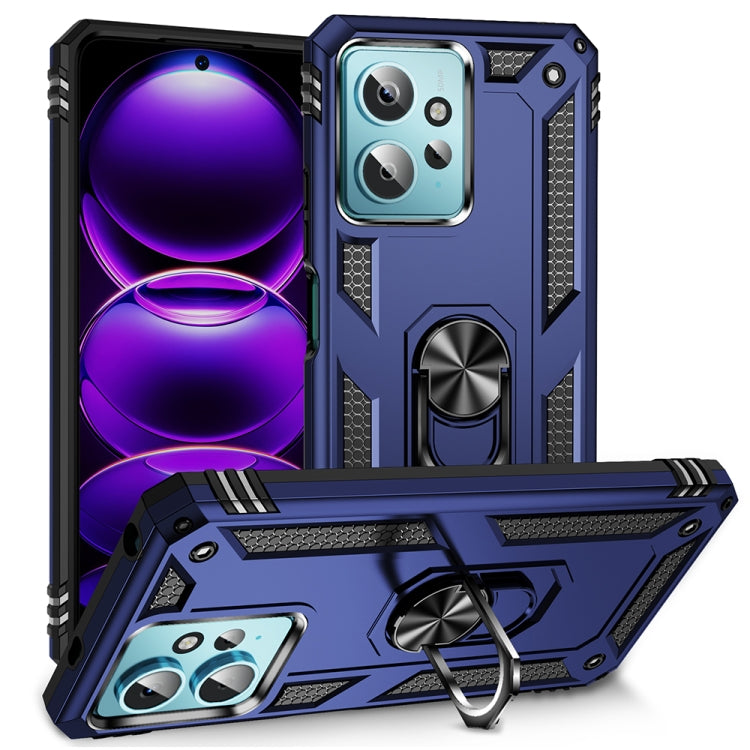 For Xiaomi Redmi Note 12 4G Global Shockproof TPU + PC Phone Case with Holder(Blue) by buy2fix