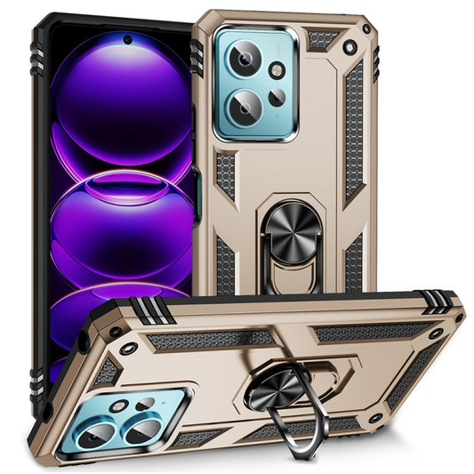 For Xiaomi Redmi Note 12 4G Global Shockproof TPU + PC Phone Case with Holder(Gold) by buy2fix