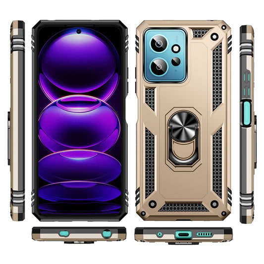 For Xiaomi Redmi Note 12 4G Global Shockproof TPU + PC Phone Case with Holder(Gold) by buy2fix