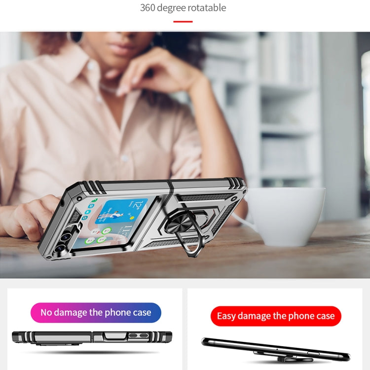 For Samsung Galaxy Z Flip5 Shockproof TPU + PC Phone Case with Holder(Silver) - Galaxy Z Flip5 Cases by buy2fix | Online Shopping UK | buy2fix