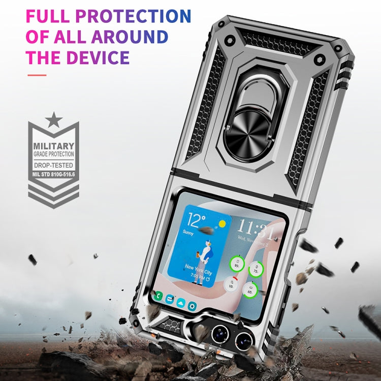 For Samsung Galaxy Z Flip5 Shockproof TPU + PC Phone Case with Holder(Silver) - Galaxy Z Flip5 Cases by buy2fix | Online Shopping UK | buy2fix