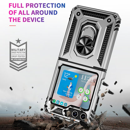 For Samsung Galaxy Z Flip5 Shockproof TPU + PC Phone Case with Holder(Silver) - Galaxy Z Flip5 Cases by buy2fix | Online Shopping UK | buy2fix