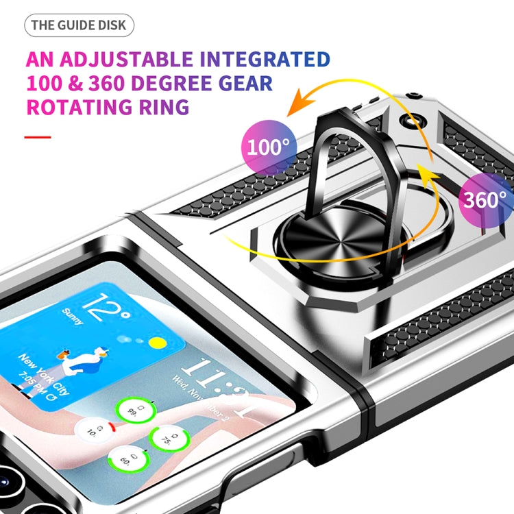 For Samsung Galaxy Z Flip5 Shockproof TPU + PC Phone Case with Holder(Silver) - Galaxy Z Flip5 Cases by buy2fix | Online Shopping UK | buy2fix