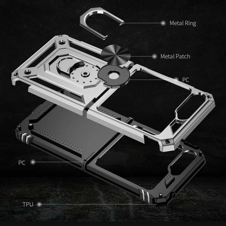 For Samsung Galaxy Z Flip5 Shockproof TPU + PC Phone Case with Holder(Silver) - Galaxy Z Flip5 Cases by buy2fix | Online Shopping UK | buy2fix